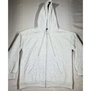 Women's Light Grey Cotton‎ Blend Zip Hoodie Size medium